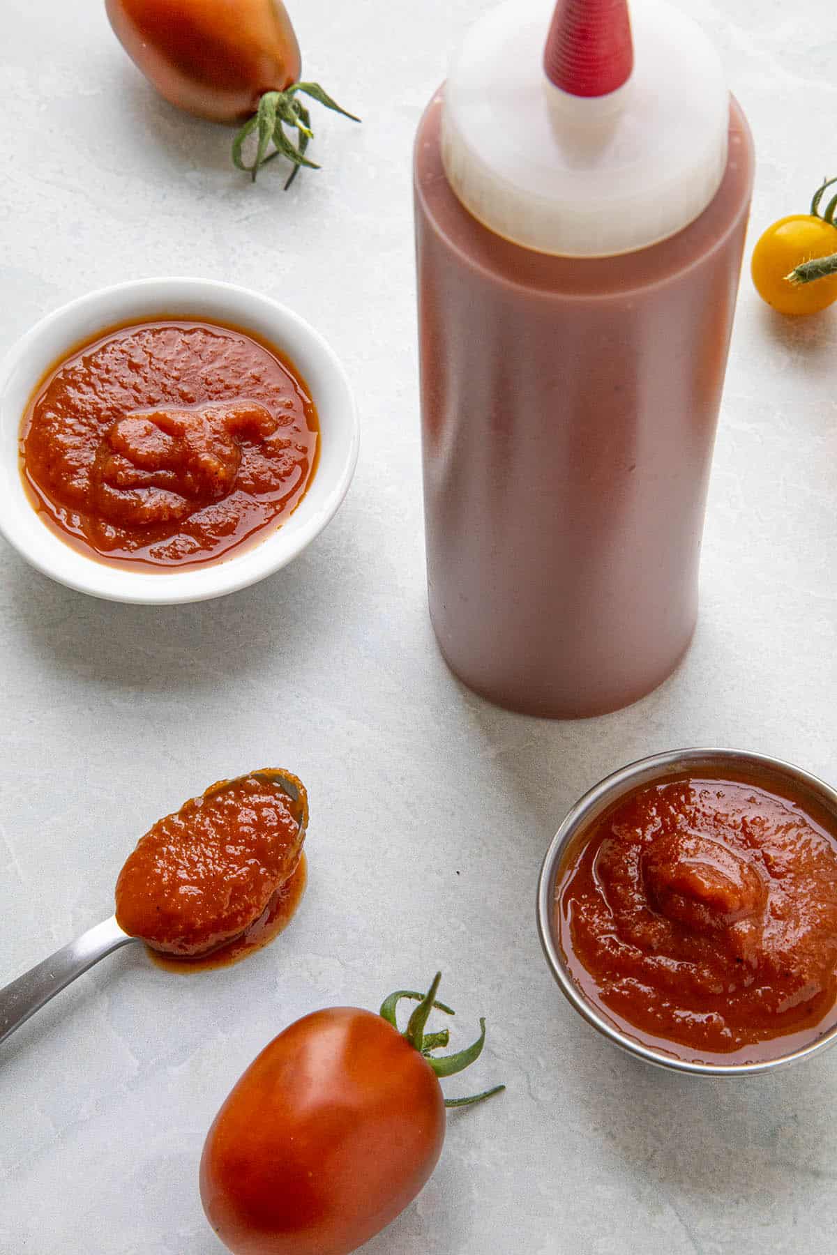 Homemade ketchup, ready to serve
