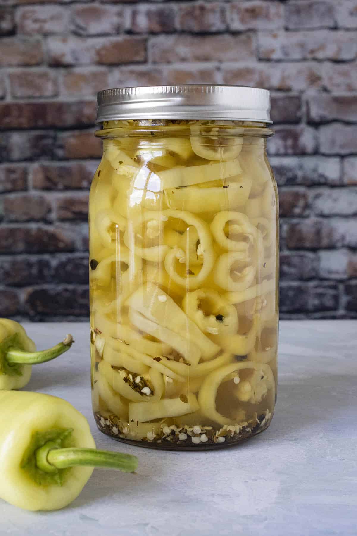 Pickled Banana Peppers in a jar