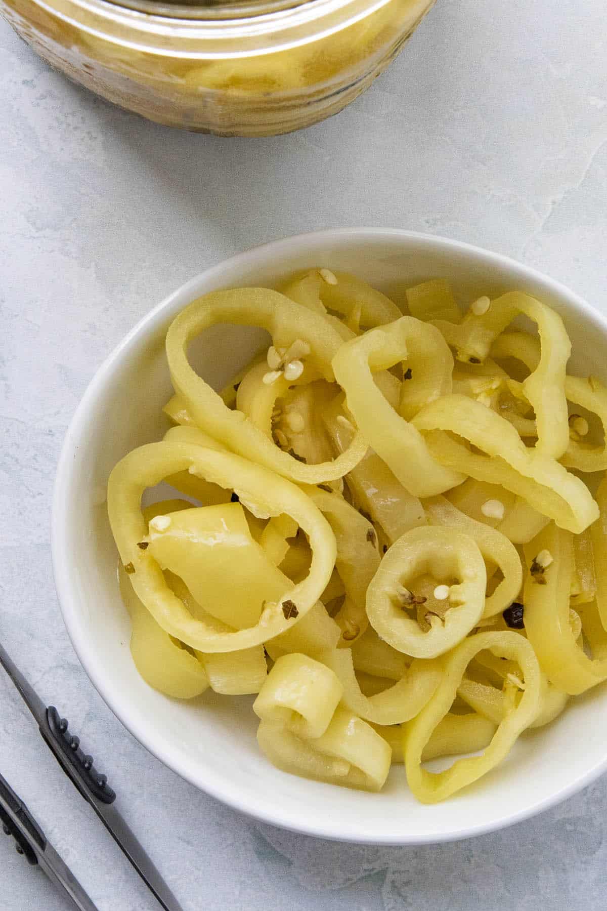 Pickled Banana Peppers in a bowl