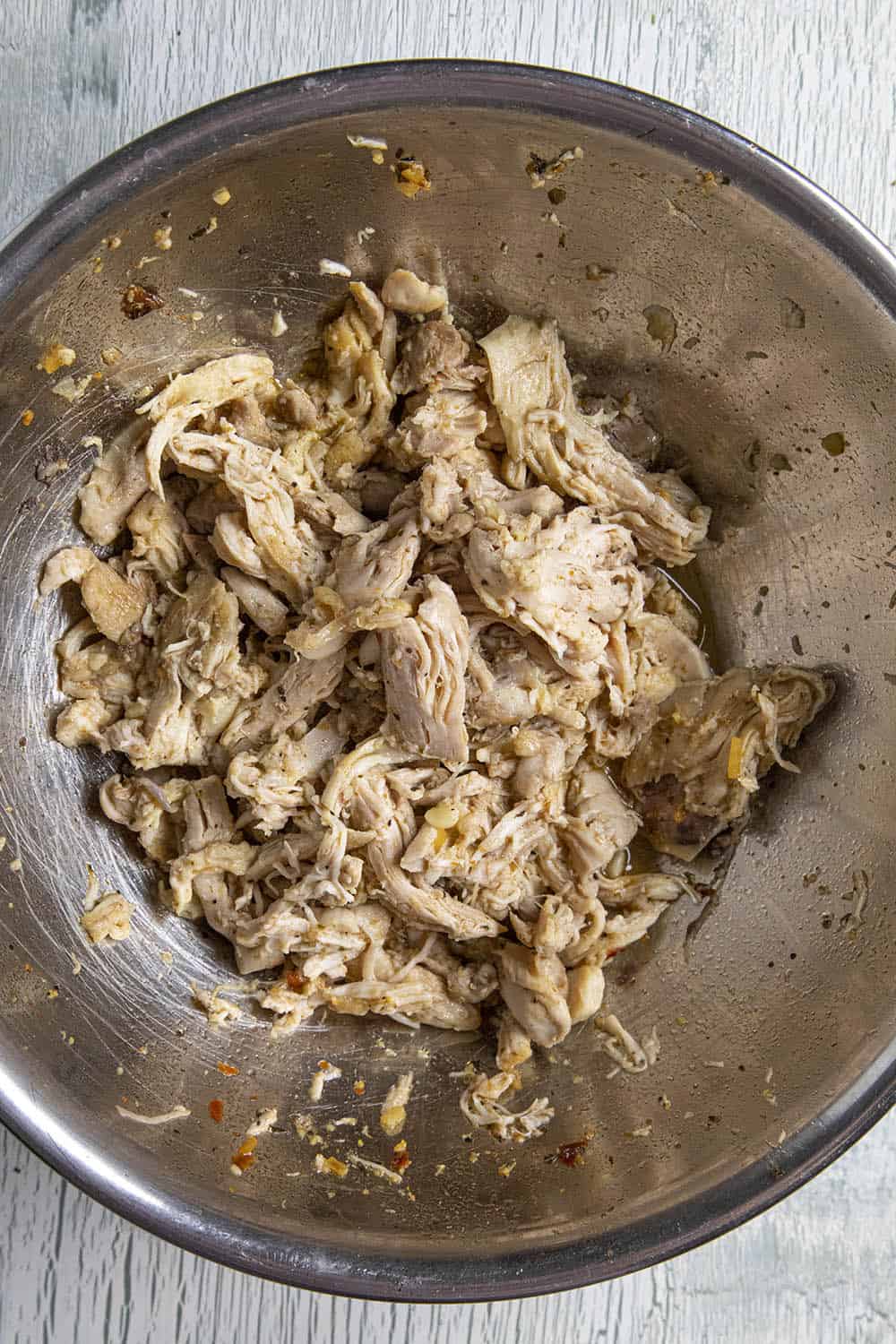 Shredded chicken for my Chicken Enchilada Casserole Verde