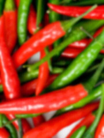 Red and green chili peppers