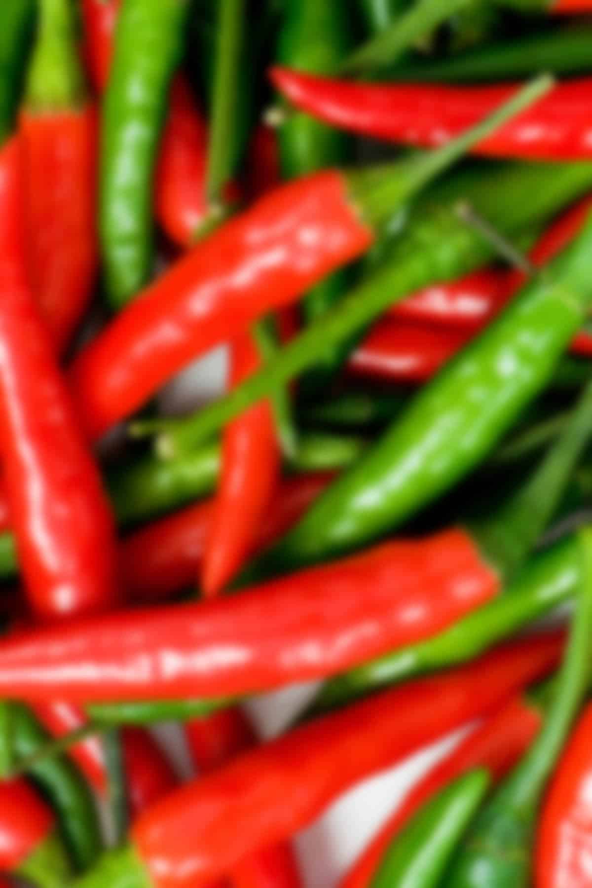 Red and green chili peppers