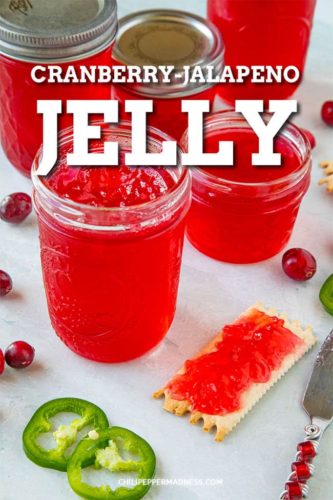 Cranberry-Jalapeno Jelly - Craving a sweet jelly? This easy-to-make jelly cranberry pepper jelly recipeĀ is made with jalapeno peppers and fresh cranberries. It is both delicious and sweet. Great for a quick spread or even as a glaze. #pepperjelly #jalapenojelly #cranberryjelly #spicyjelly