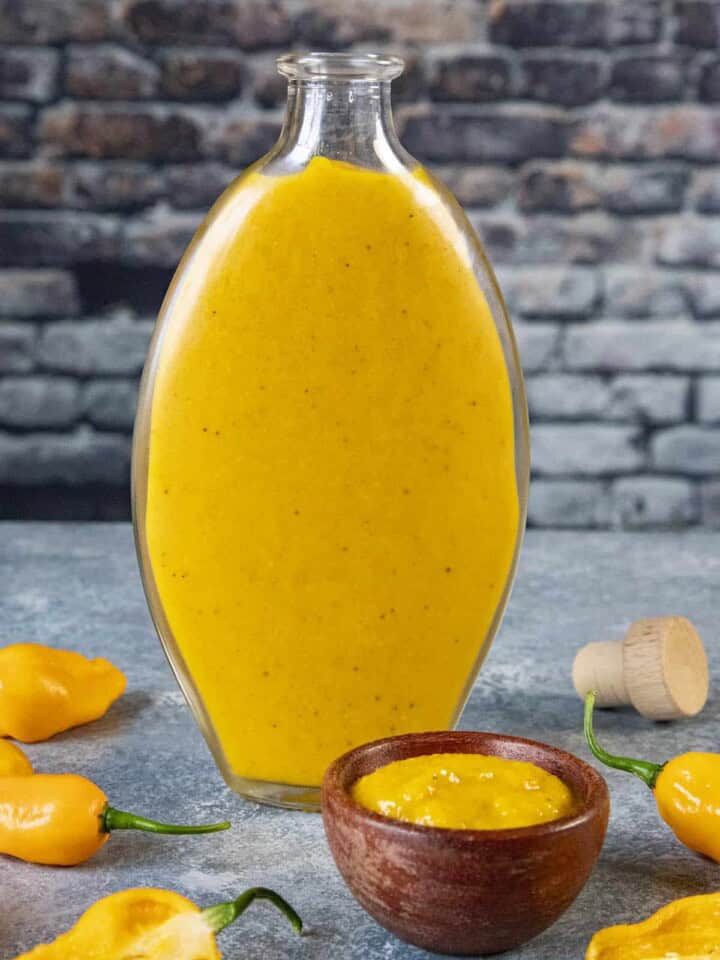 Devils Tongue Hot Sauce served in a jar
