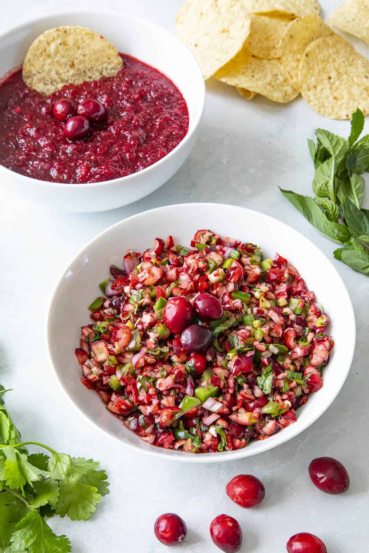 Cranberry Salsa made 2 different ways