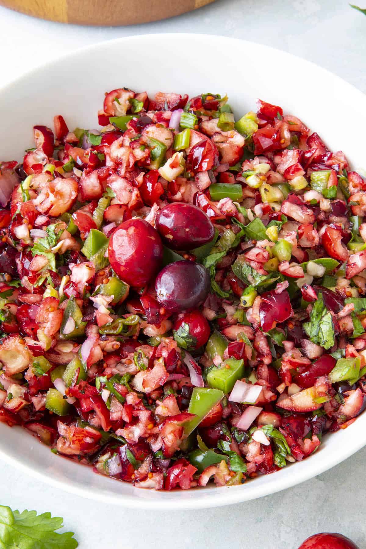 Fresh Cranberry Salsa in a bowl