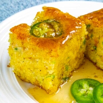 Jalapeno Cornbread served on a white plate