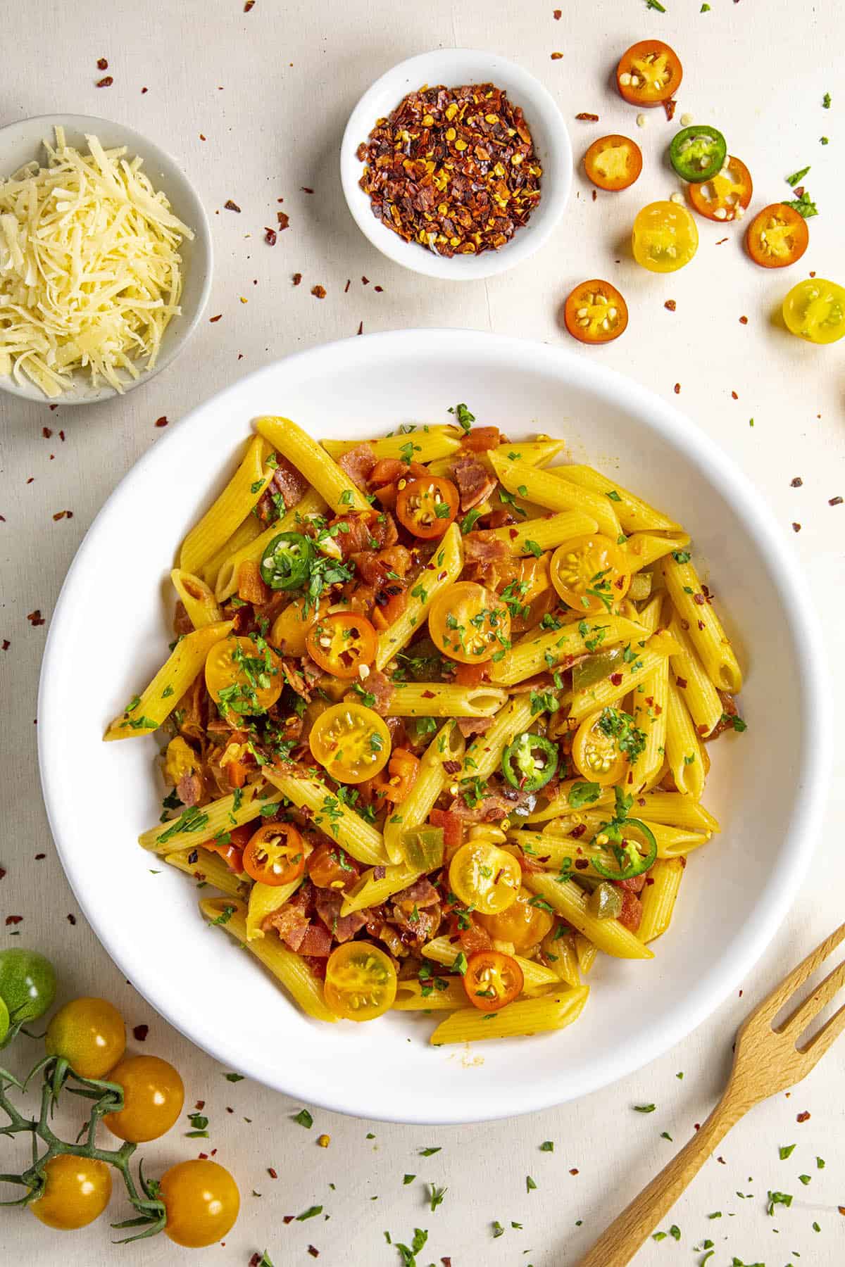 Penne Arrabbiata in a bowl