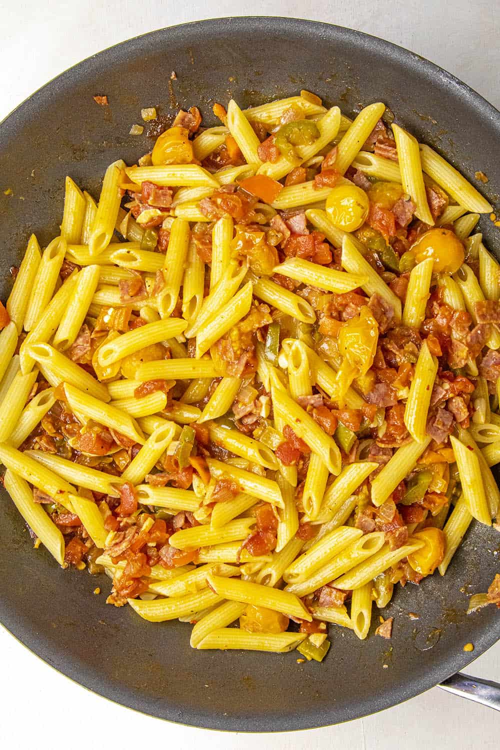 Penne Arrabbiata in a pan