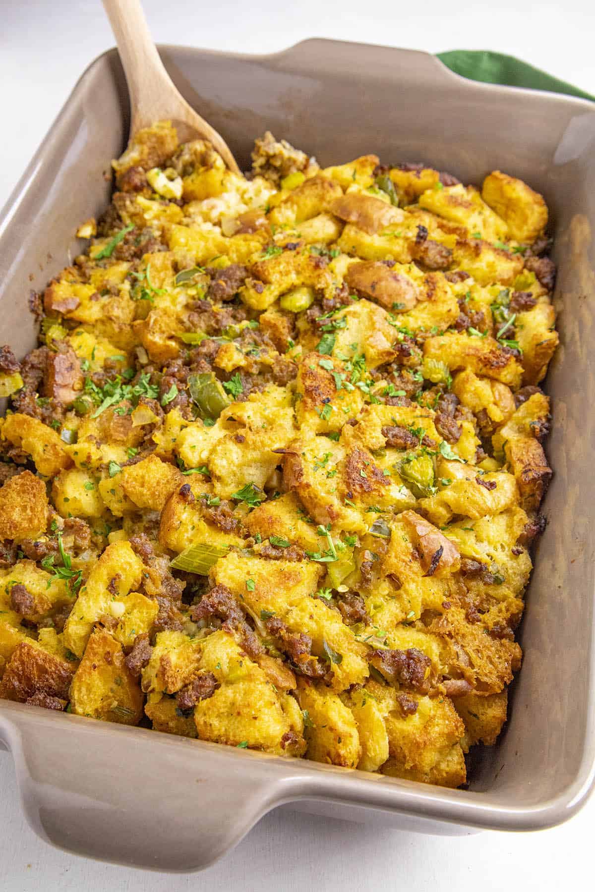 traditional bread & sausage stuffing - hot for food