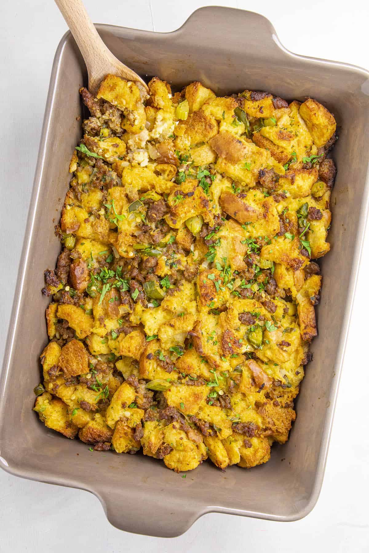 Sausage Stuffing being served