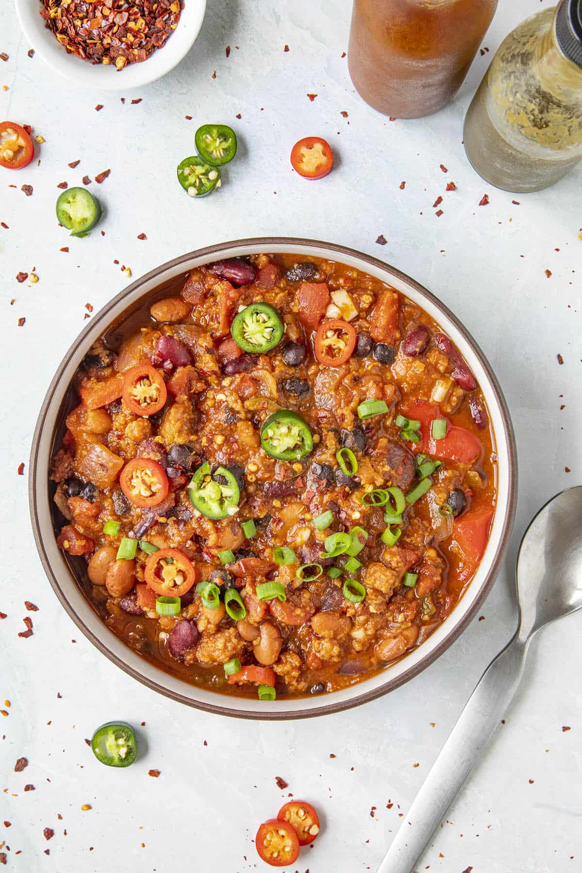 Chunky Vegetarian Chili in a bowl