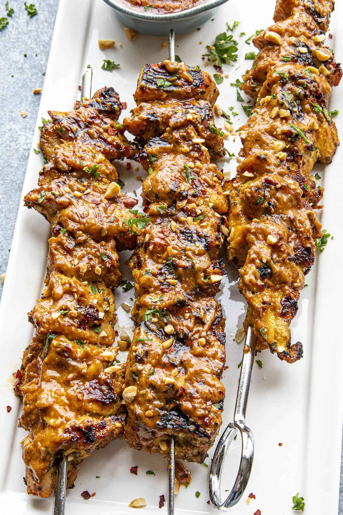 Spicy Skewered Chicken with Peanut Dip Recipe