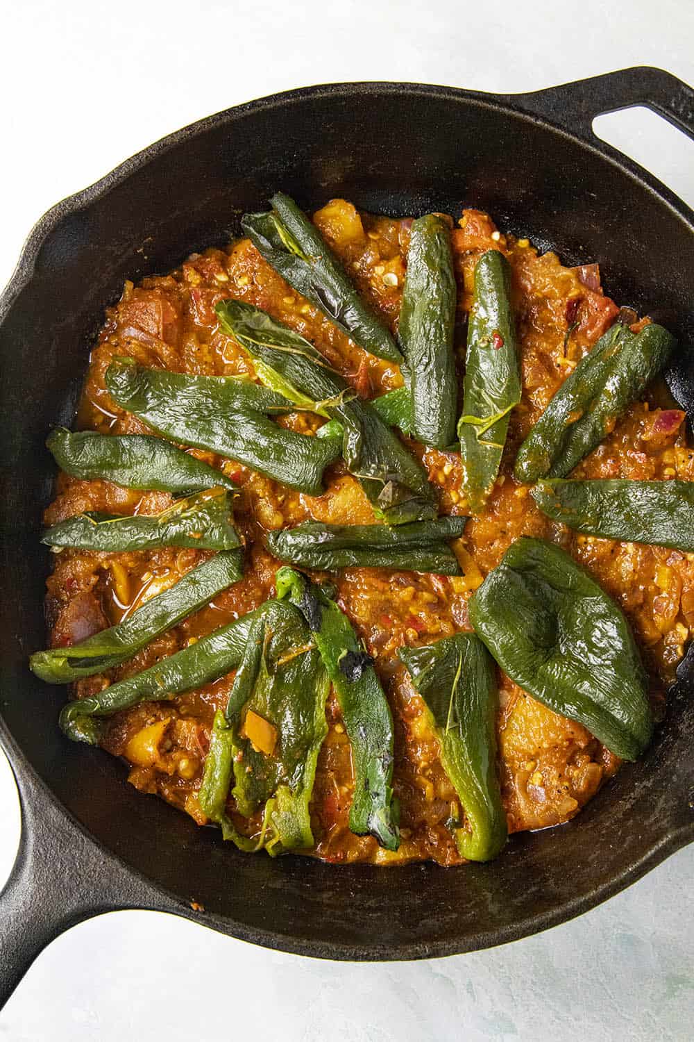 Layering on the roasted peppers