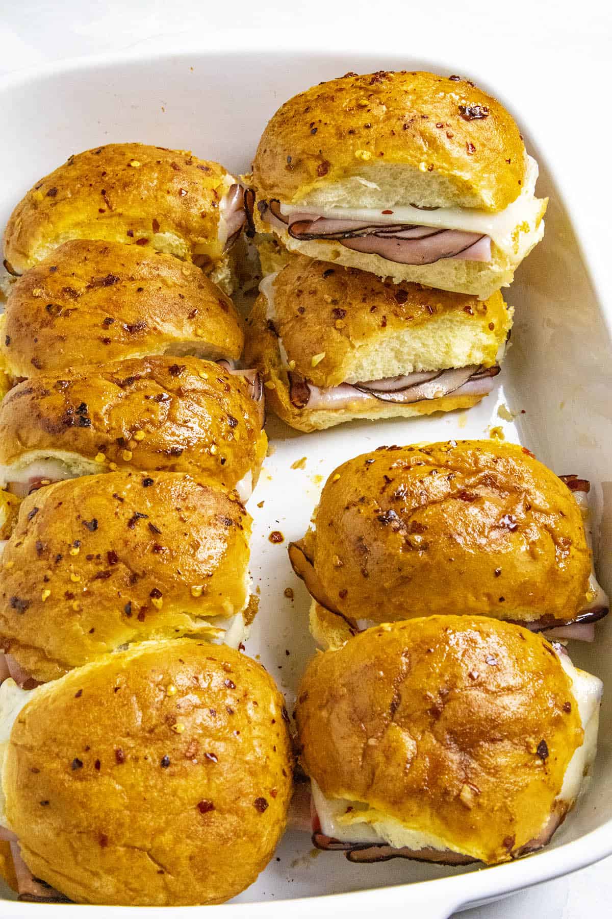 Spicy Crack Ham and Cheese Sliders looking extremely delicious.