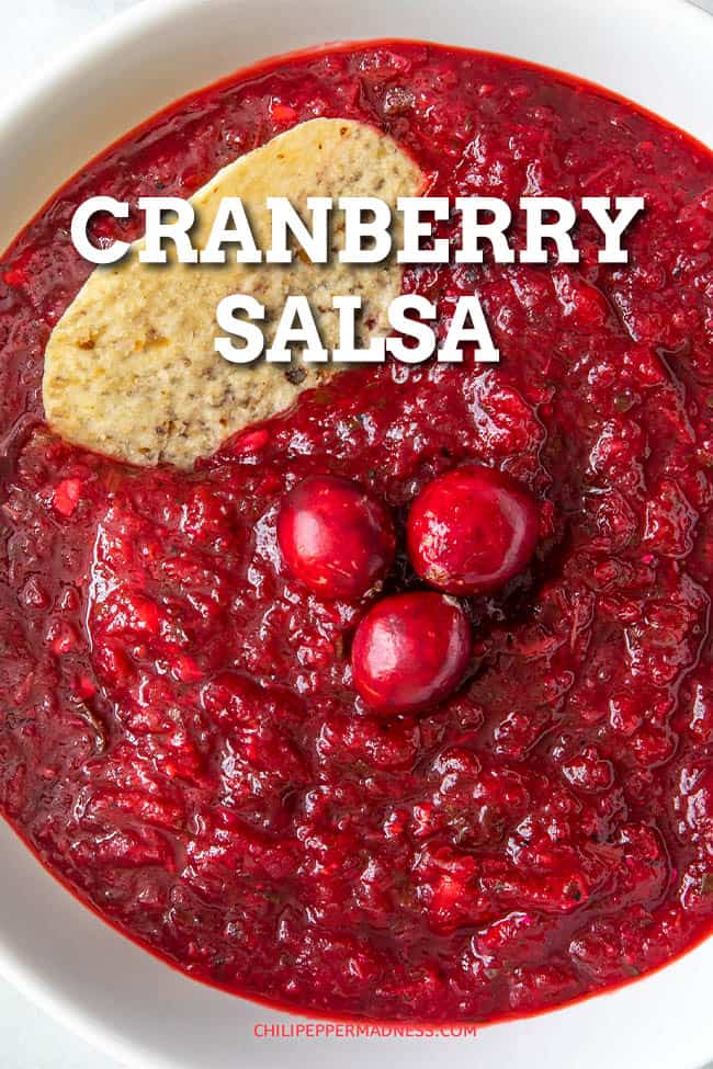 Spicy Cranberry Salsa - This cranberry salsa recipe is my cooked version that combines tart cranberries with spicy jalapeno peppers and more, then simmers them for the best cranberry salsa ever. #Cranberry #Salsa