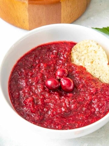 Cranberry Salsa served in a white bowl