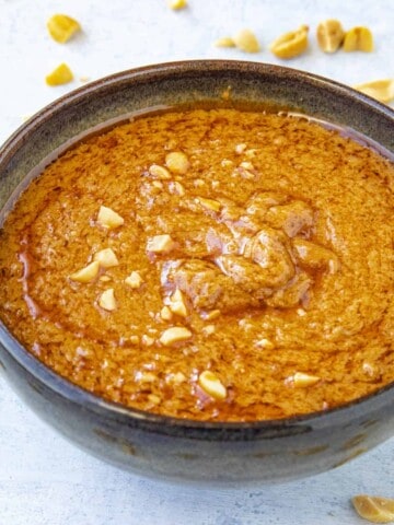 Easy Thai Peanut Sauce in a big bowl.