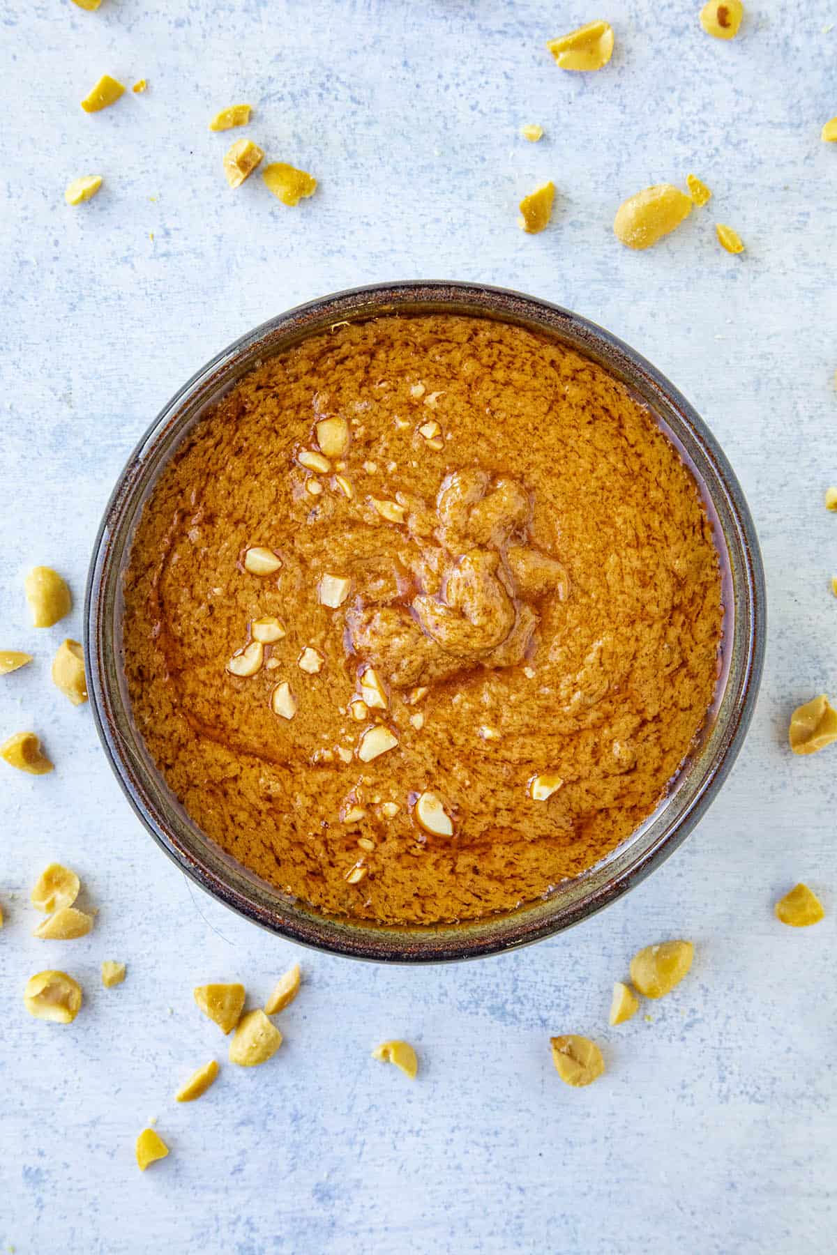 Easy Thai Peanut Sauce in a bowl, ready to serve.