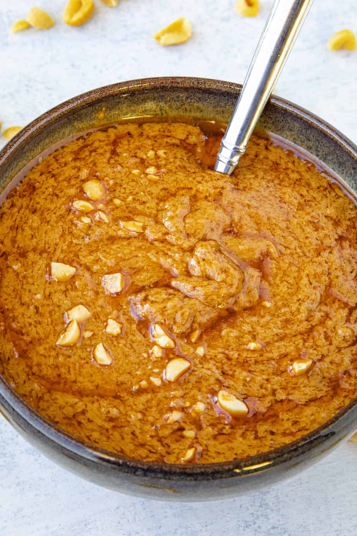 Creamy, spicy Thai Peanut Sauce in a bowl