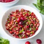 Fresh Cranberry Salsa served in a white bowl
