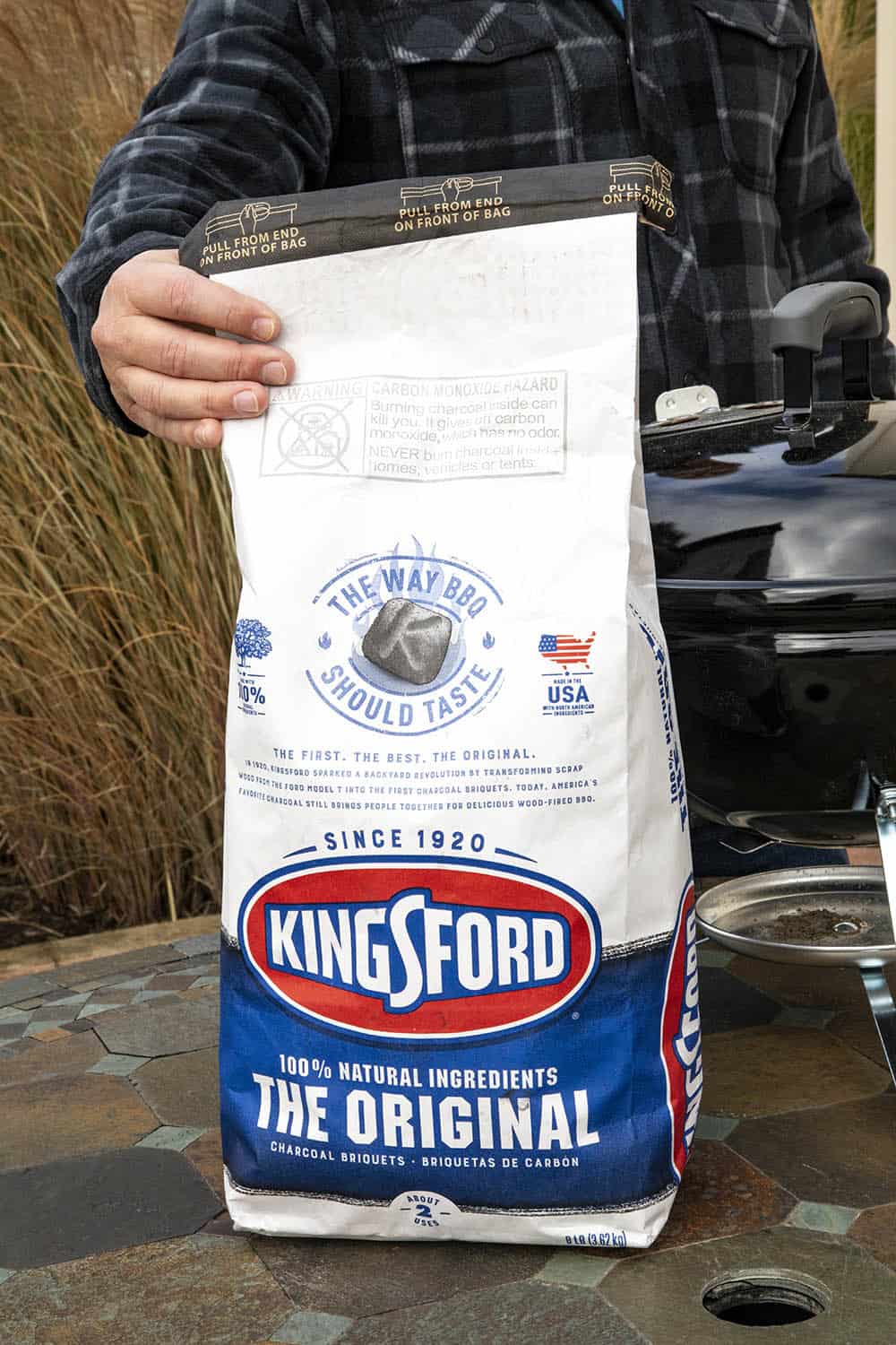 A bag of Kingsford Charcoal.