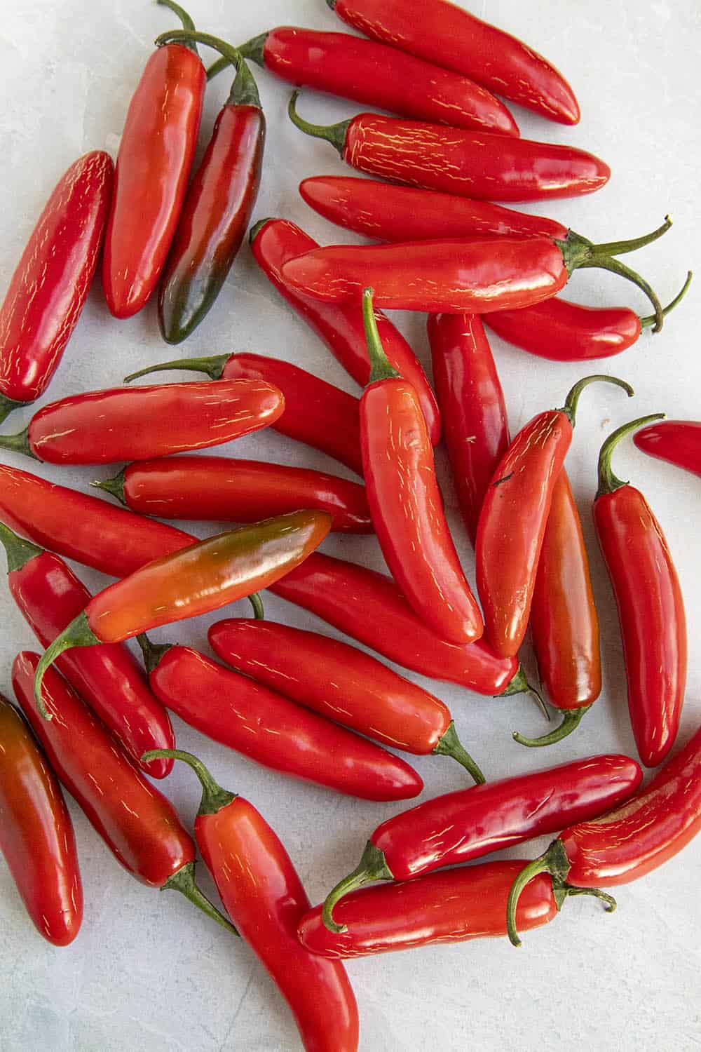 A bunch of red serrano peppers from my garden