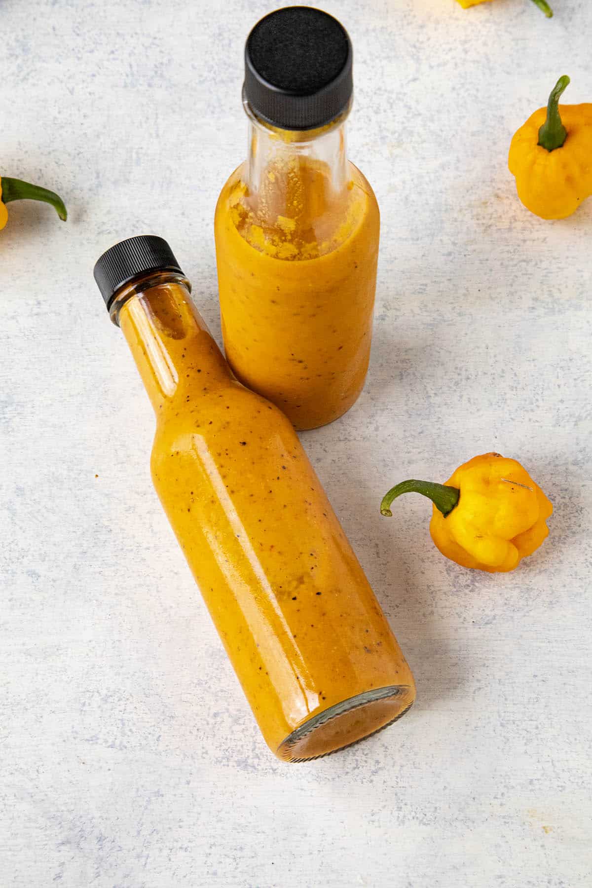 Scotch Bonnet Curry Hot Sauce in bottles