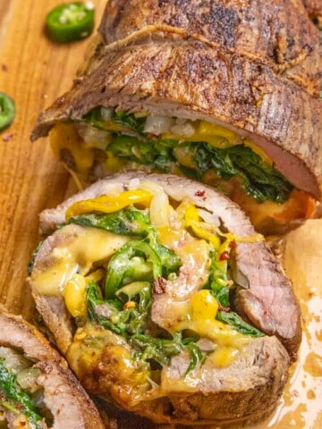 Spinach, Cheese and Chili Stuffed Flank Steak Recipe