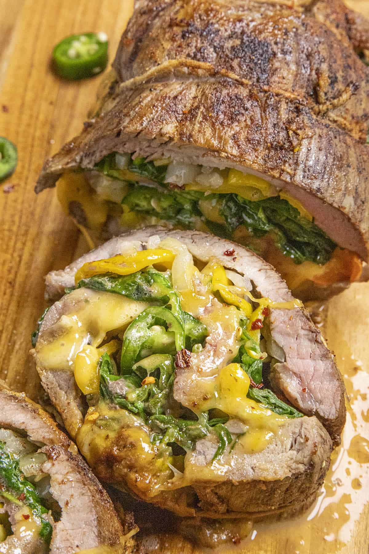 Spinach, Cheese and Chili Stuffed Flank Steak Recipe