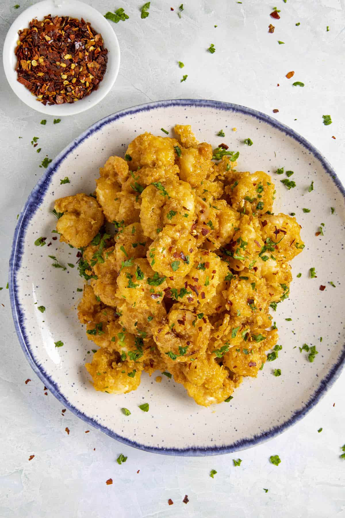 Bang Bang Shrimp on a plate, ready to serve