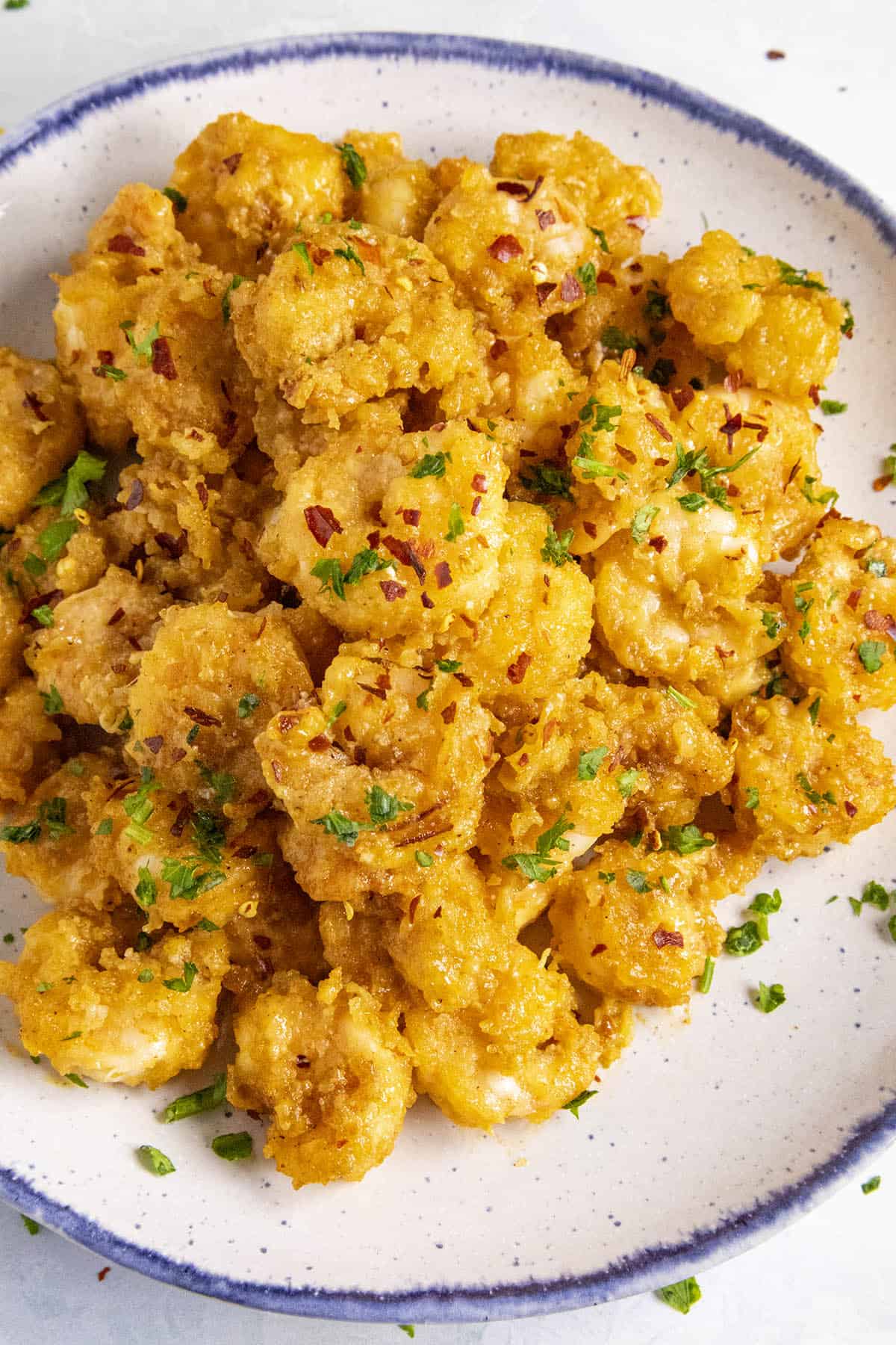 Creamy, spicy Bang Bang Shrimp, ready to serve