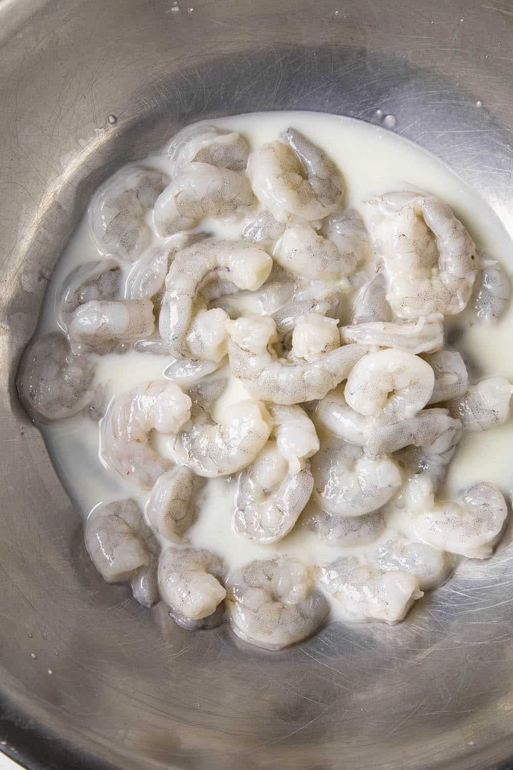 Shrimp coated with buttermilk