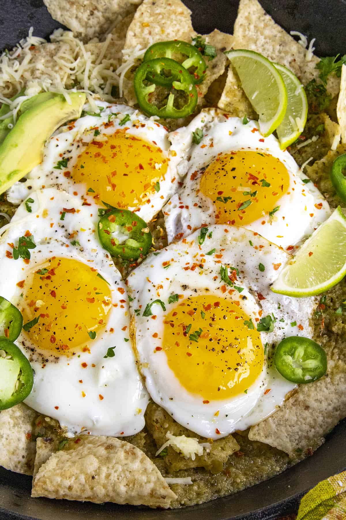 Fried eggs on my Chilaquiles Verdes