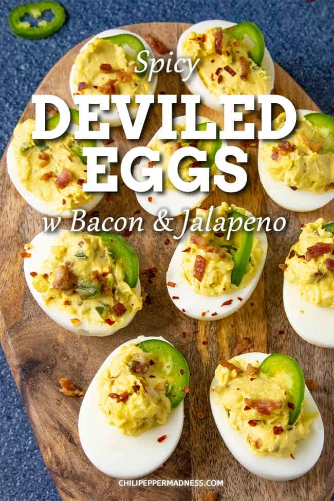 Spicy Deviled Eggs with Bacon and Jalapeno - My spicy deviled eggs recipe is spiked with jalapeno, bacon and sriracha, the best deviled eggs a spicy food lover could ask for. Very easy to make! #deviledeggs #spicyfood