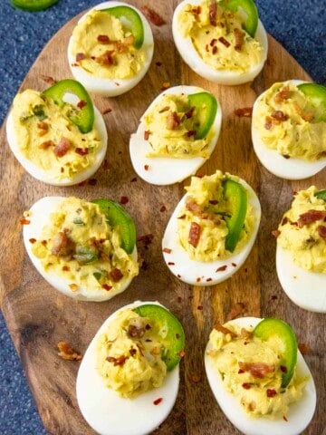 Spicy Deviled Eggs Recipe with Bacon and Jalapeno