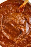 Showing the texture of the Mexican adobo sauce