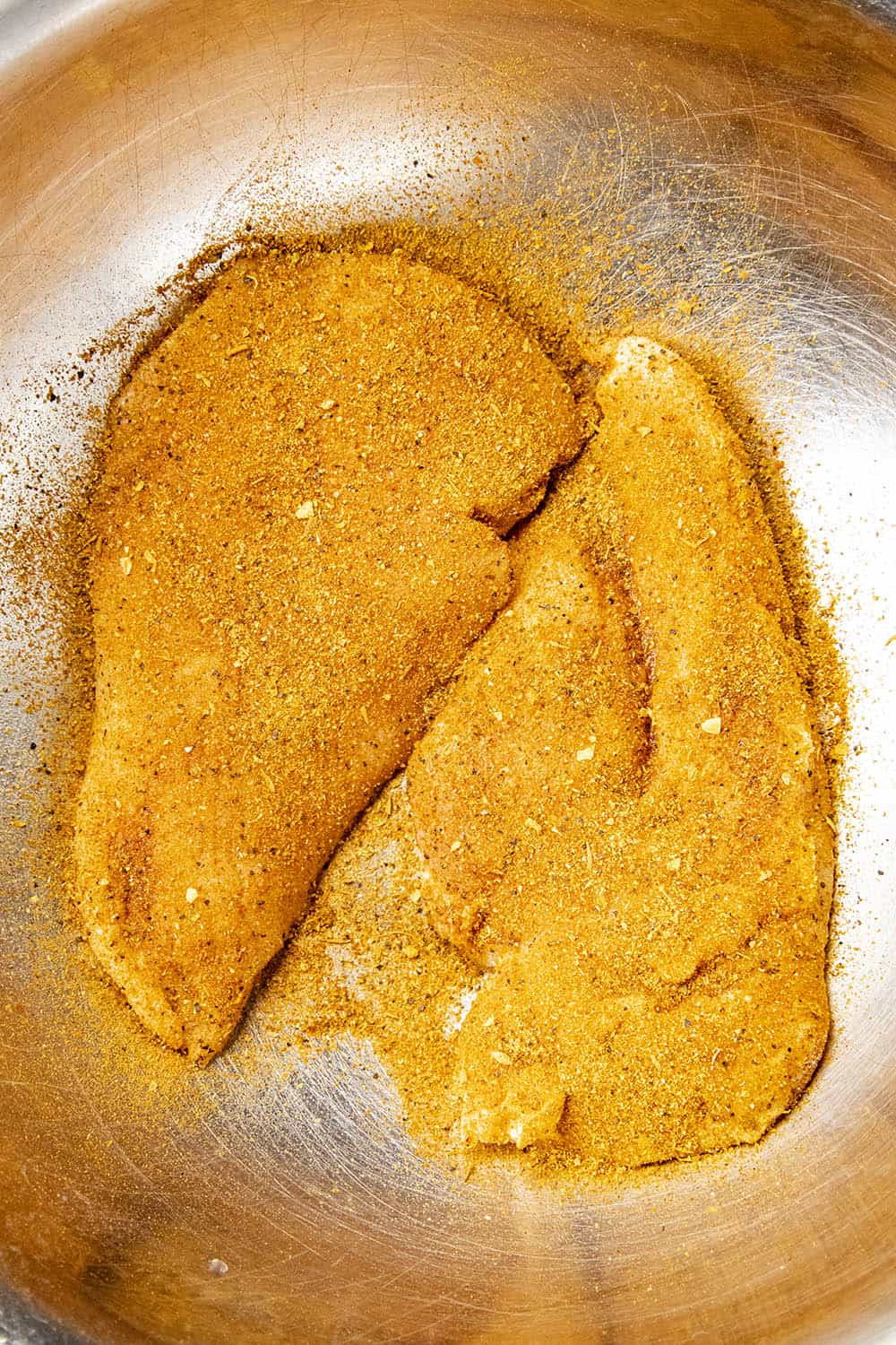 Chicken breasts coated with blackening seasoning