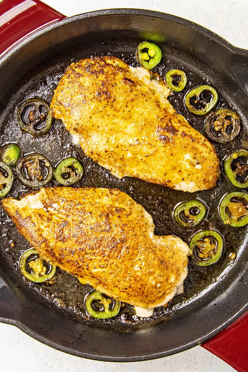 Juicy Blackened Chicken breasts, just seared