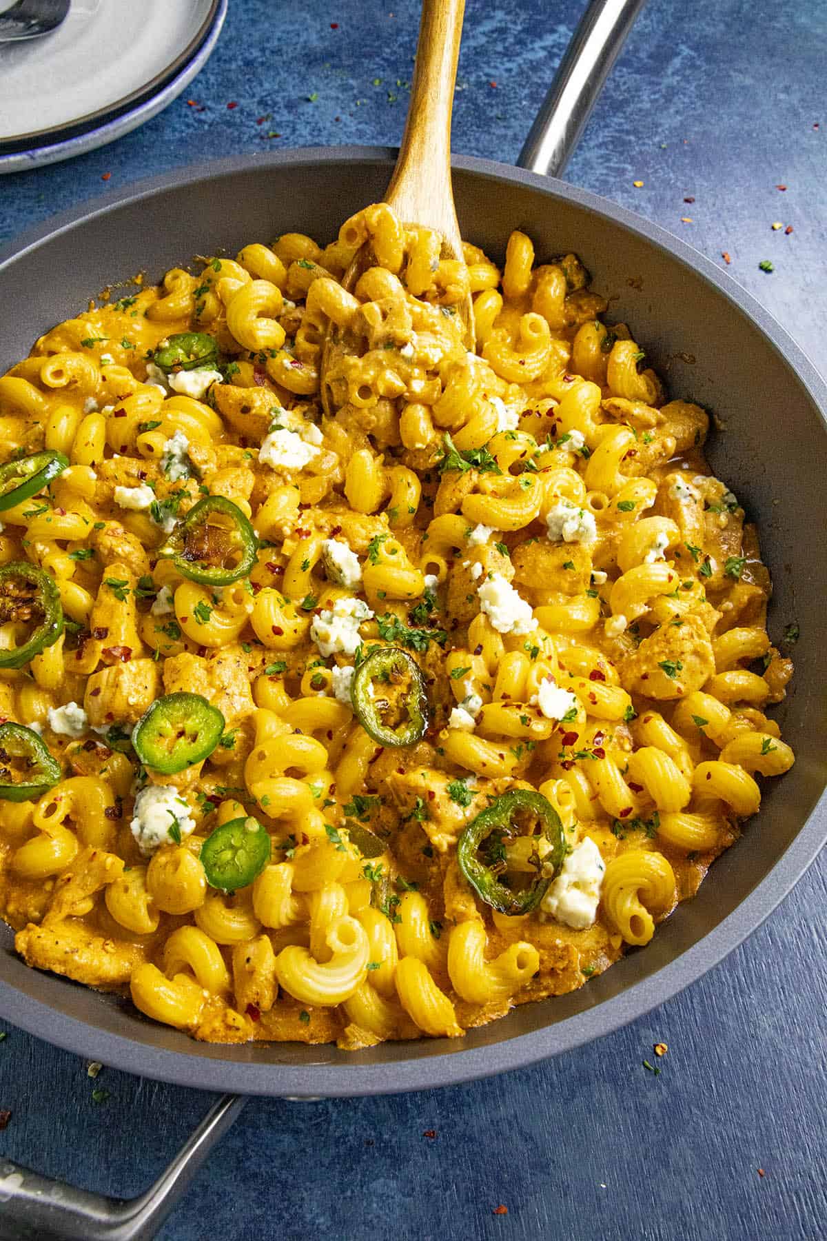 A big scoop of cheesy Buffalo Chicken Pasta.