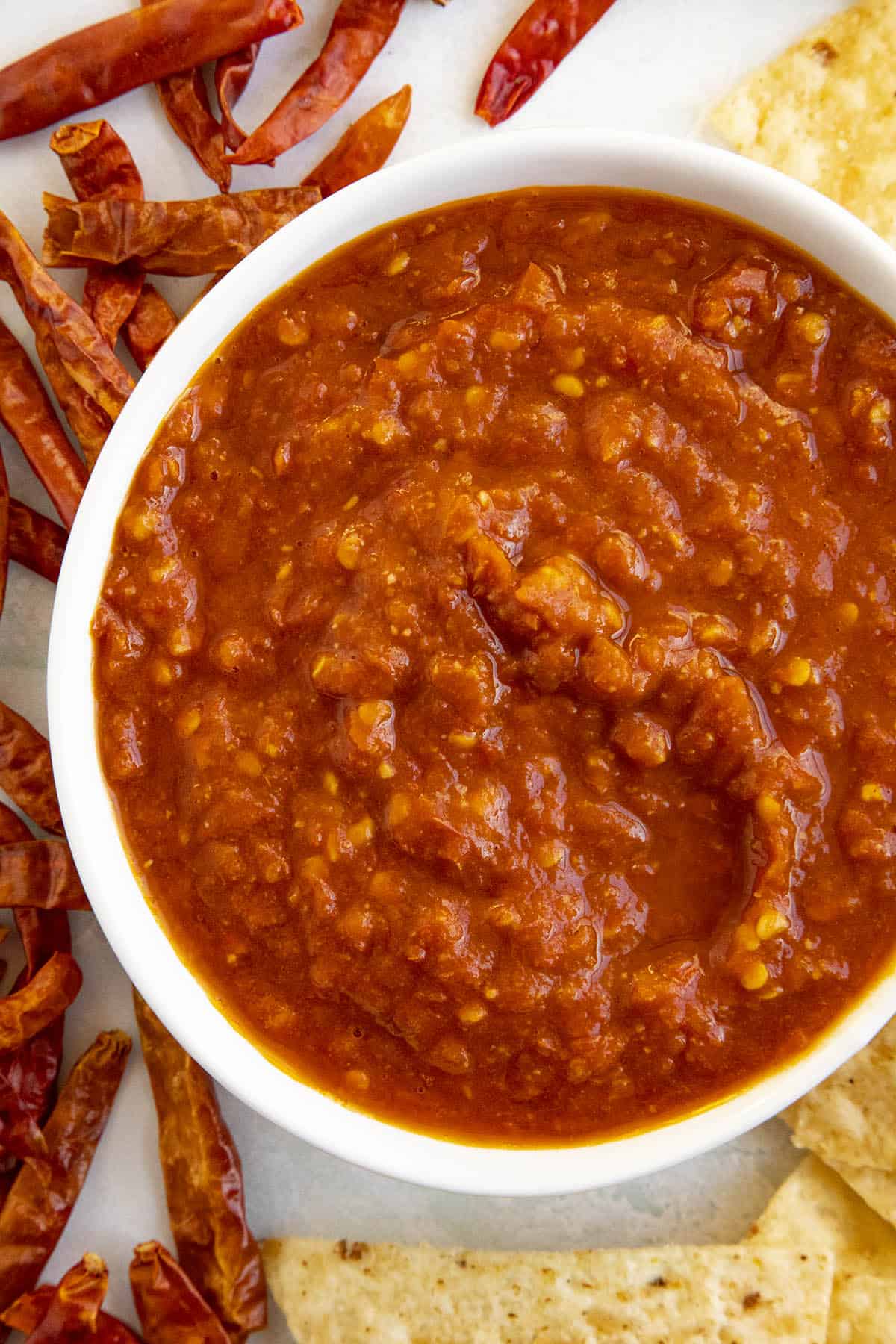 Chile de Arbol Salsa in a bowl