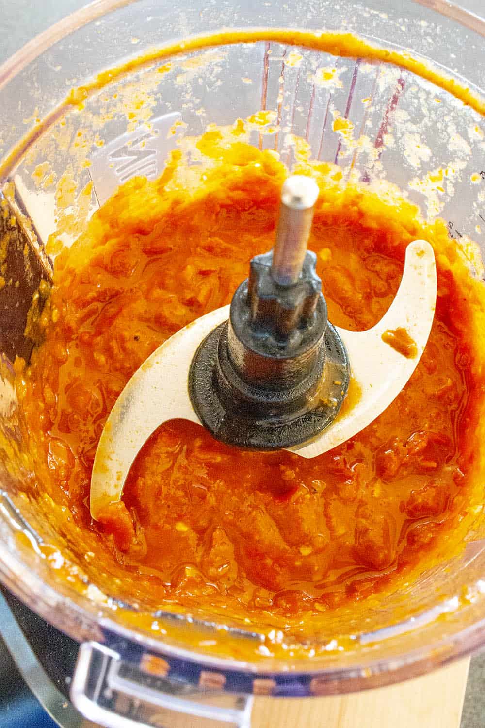 Chile de Arbol Salsa in a food processor