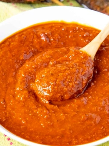 Guajillo Sauce served in a white bowl