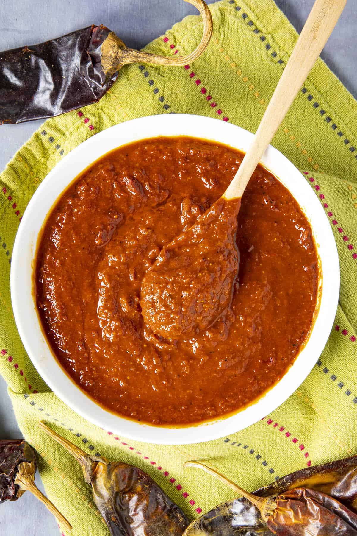 Homemade guajillo sauce in a bowl