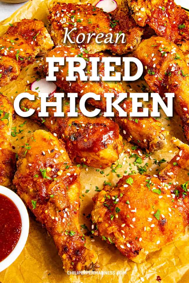 Crispy Korean Fried Chicken - For this crispy Korean fried chicken recipe, we season and coat the chicken in cornstarch, double fry it, then glaze it with a spicy gochujang sauce. #KoreanChicken #FriedChicken