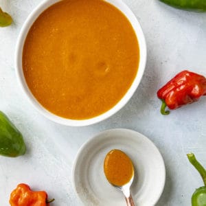 Aji Chili Sauce on a spoon