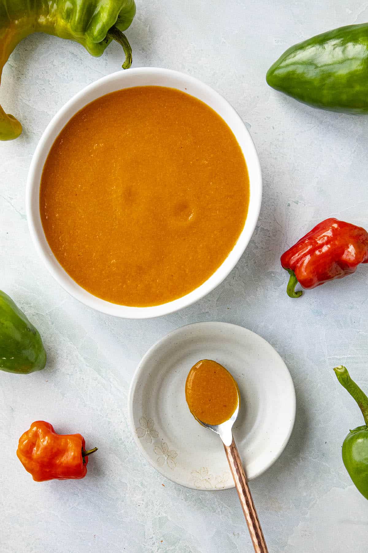 Aji Chili Sauce on a spoon