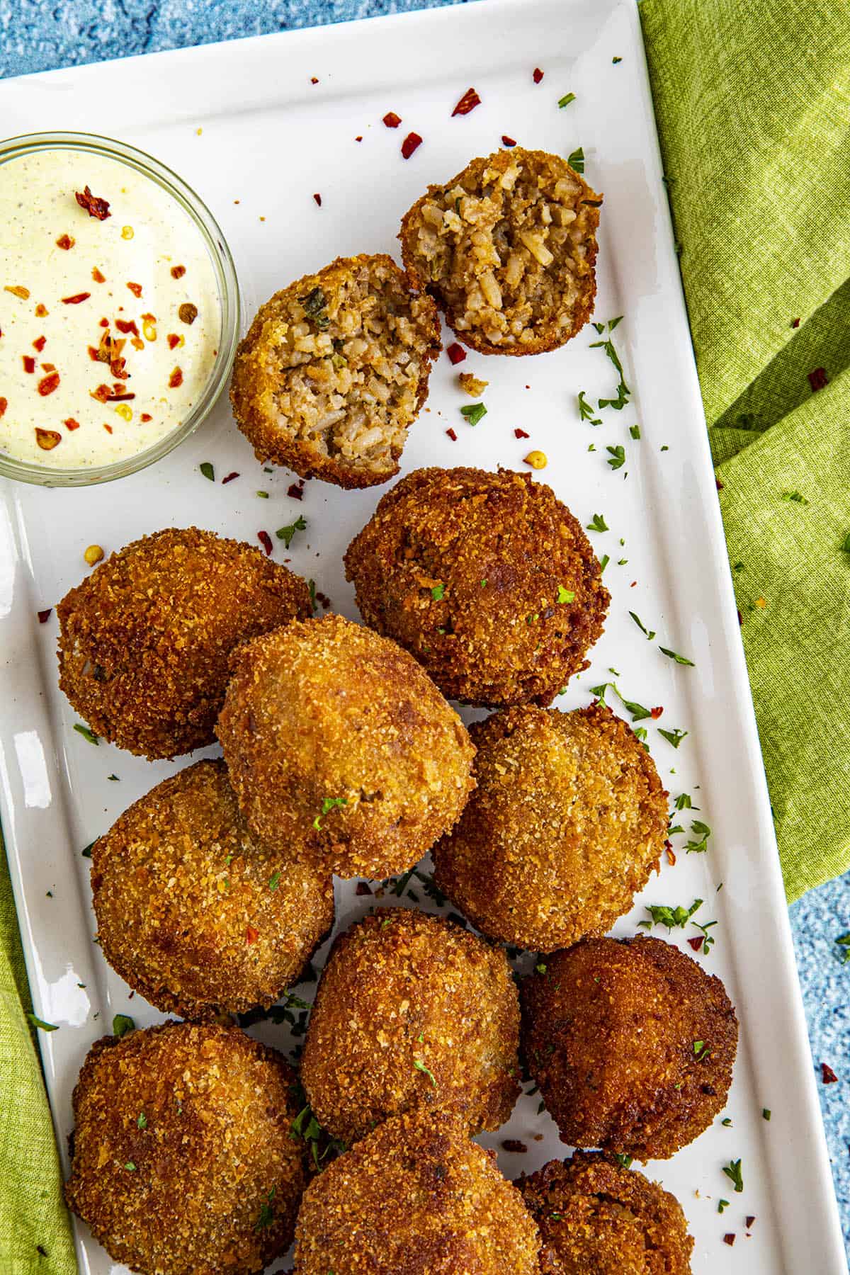 Boudin balls on a plate