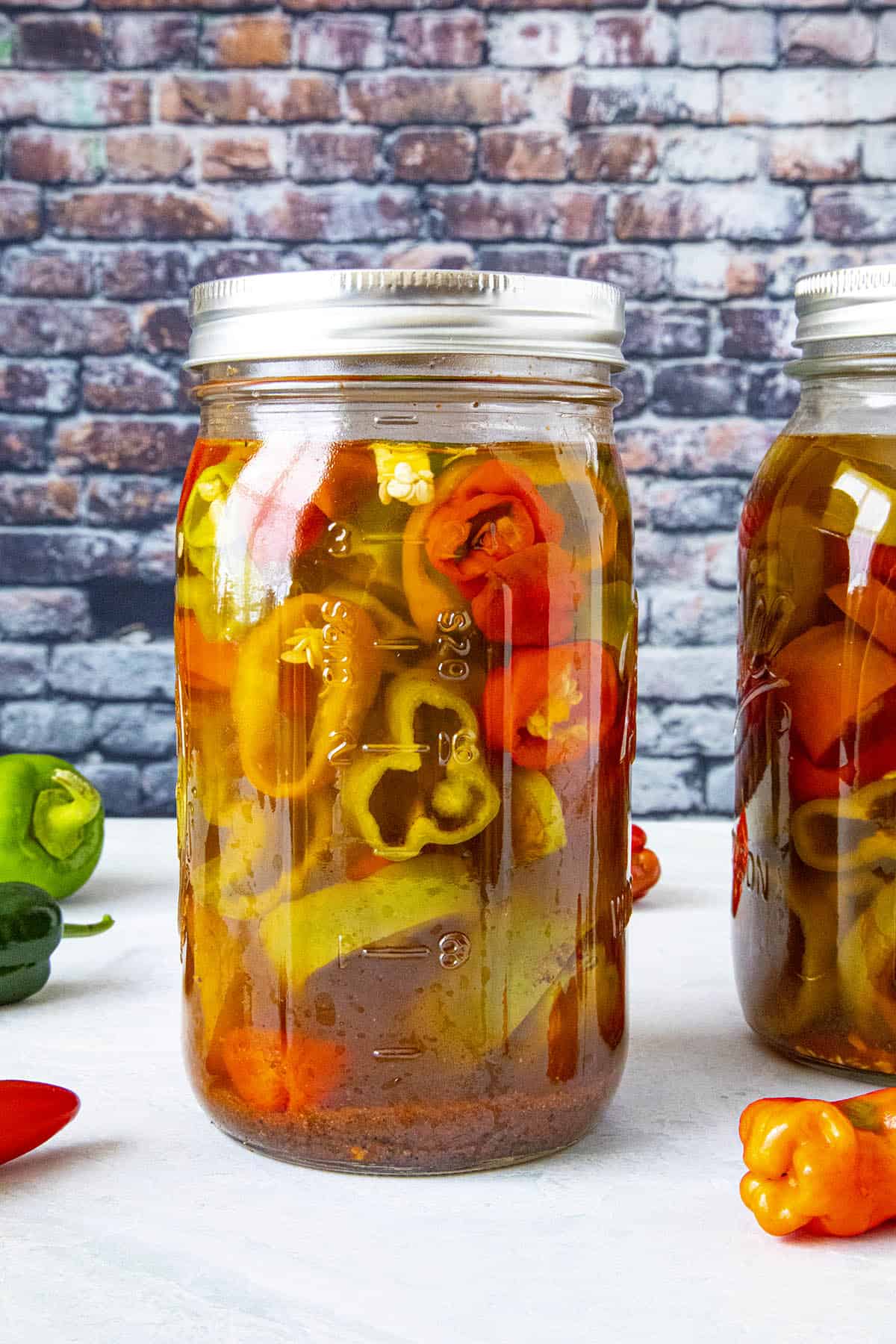 A big jar of pickled peppers