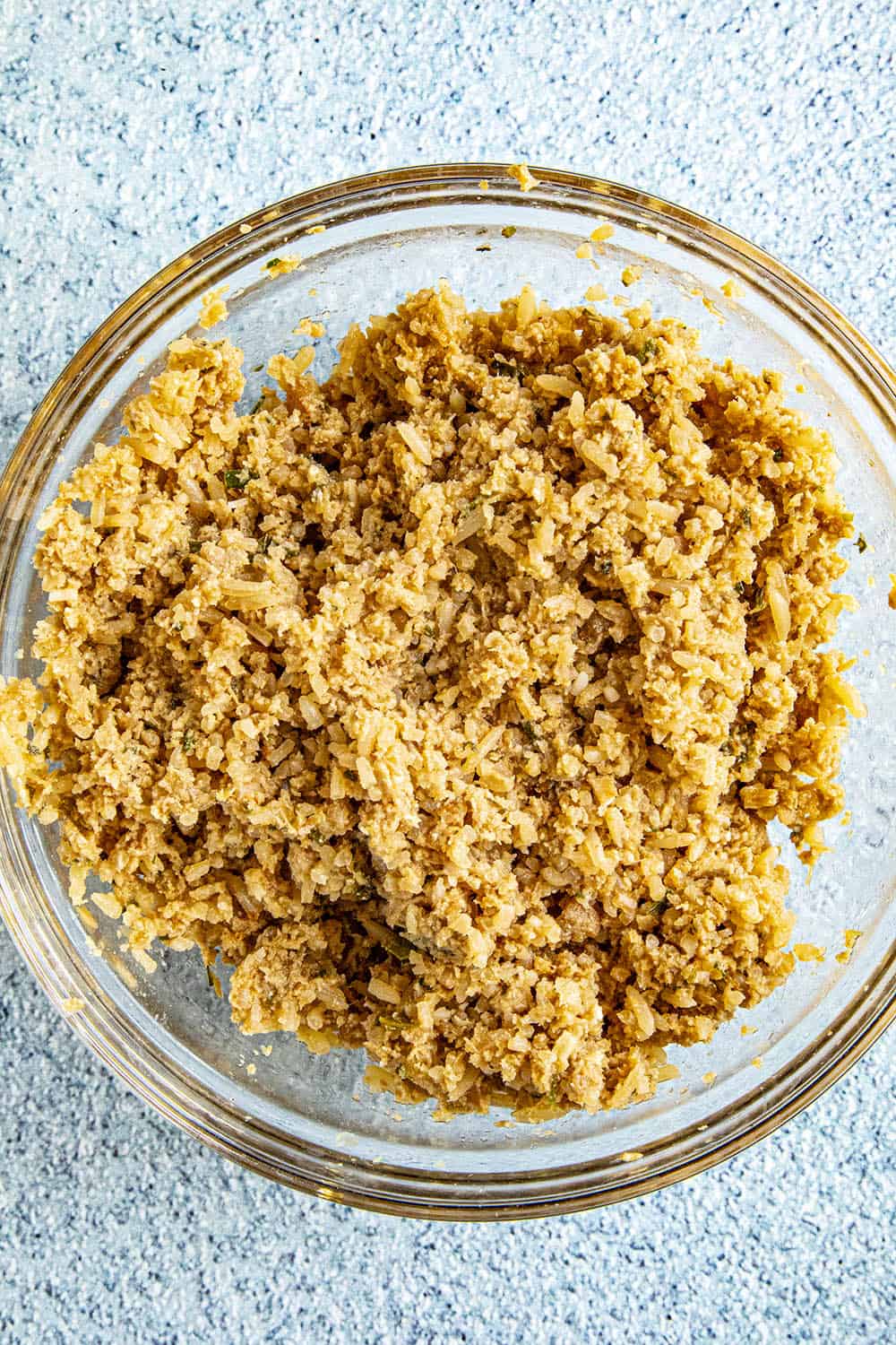 Crumbled boudin in a bowl